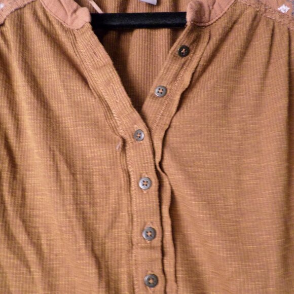 Knox Rose Thermal Rust Colored Long Sleeve Knit Tee Blouse Womens Large - Picture 6 of 12